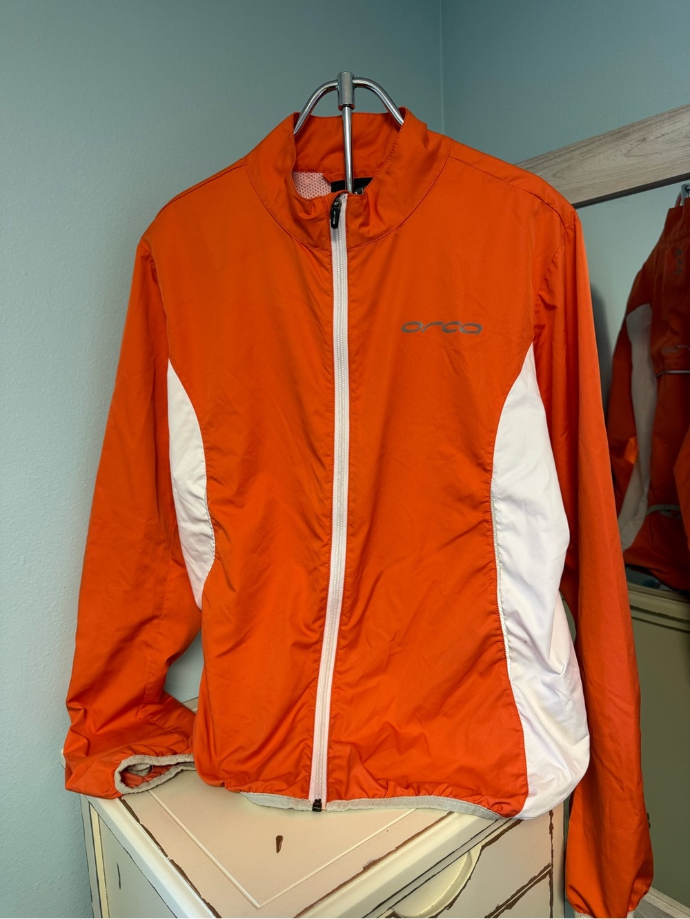 Orca Women’s L Orange White Lightweight Cycling Running Jacket Reflective
